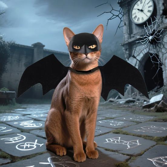 Halloweenský kočičí kostým Netopýří maska a sada křídel Kreativní oblečení pro mazlíčky Interaktivní sváteční outfit pro malé psy kočky