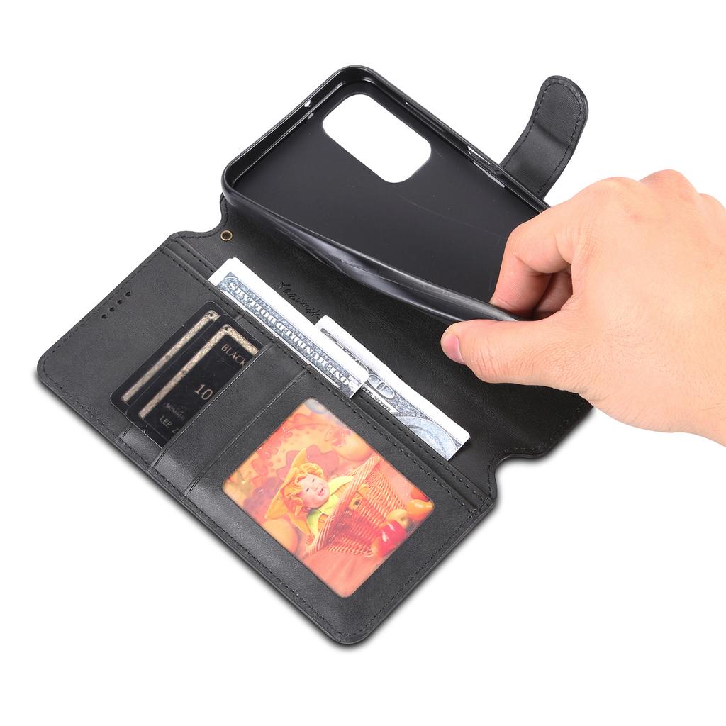 AZNS Drop-proof Phone Case For Samsung Galaxy A14 5G/A14 4G Calf Texture Leather Phone Wallet Cover Stand