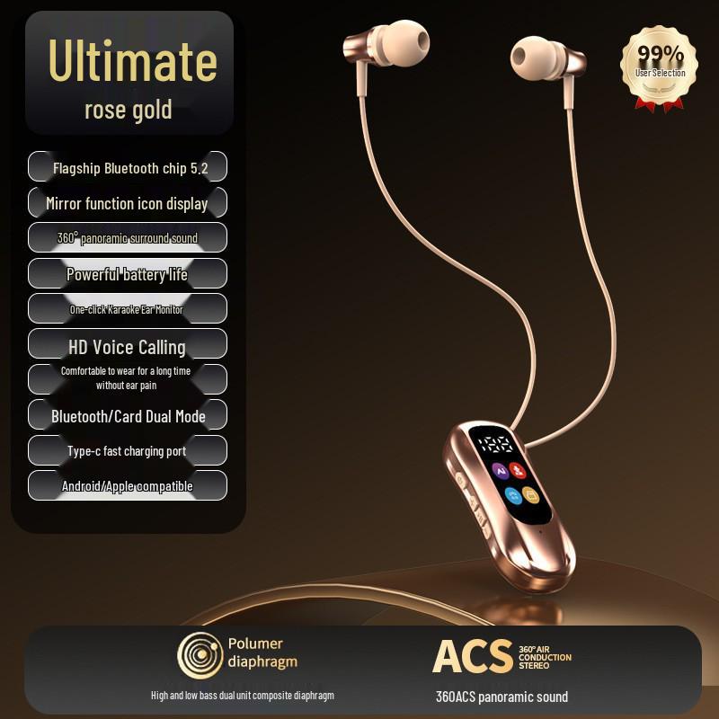 Clip-on Bluetooth Headset with Long Battery, Noise Reduction, Sports Card Insertion, In-Ear Gaming, Wireless