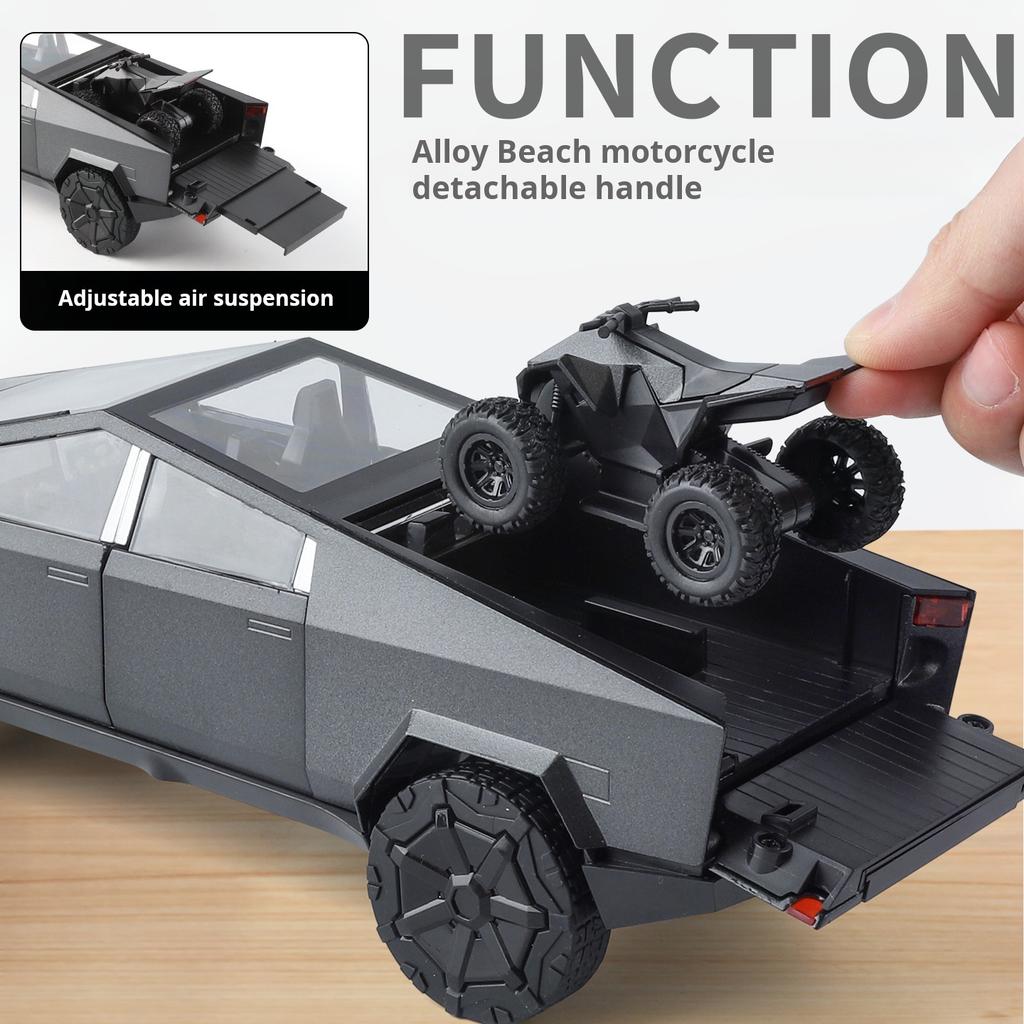1:24 Remote Control Electric Door Cyber Pickup Exquisite Alloy Car Model Mecha-Style Light & Sound Metal Toy Ornament