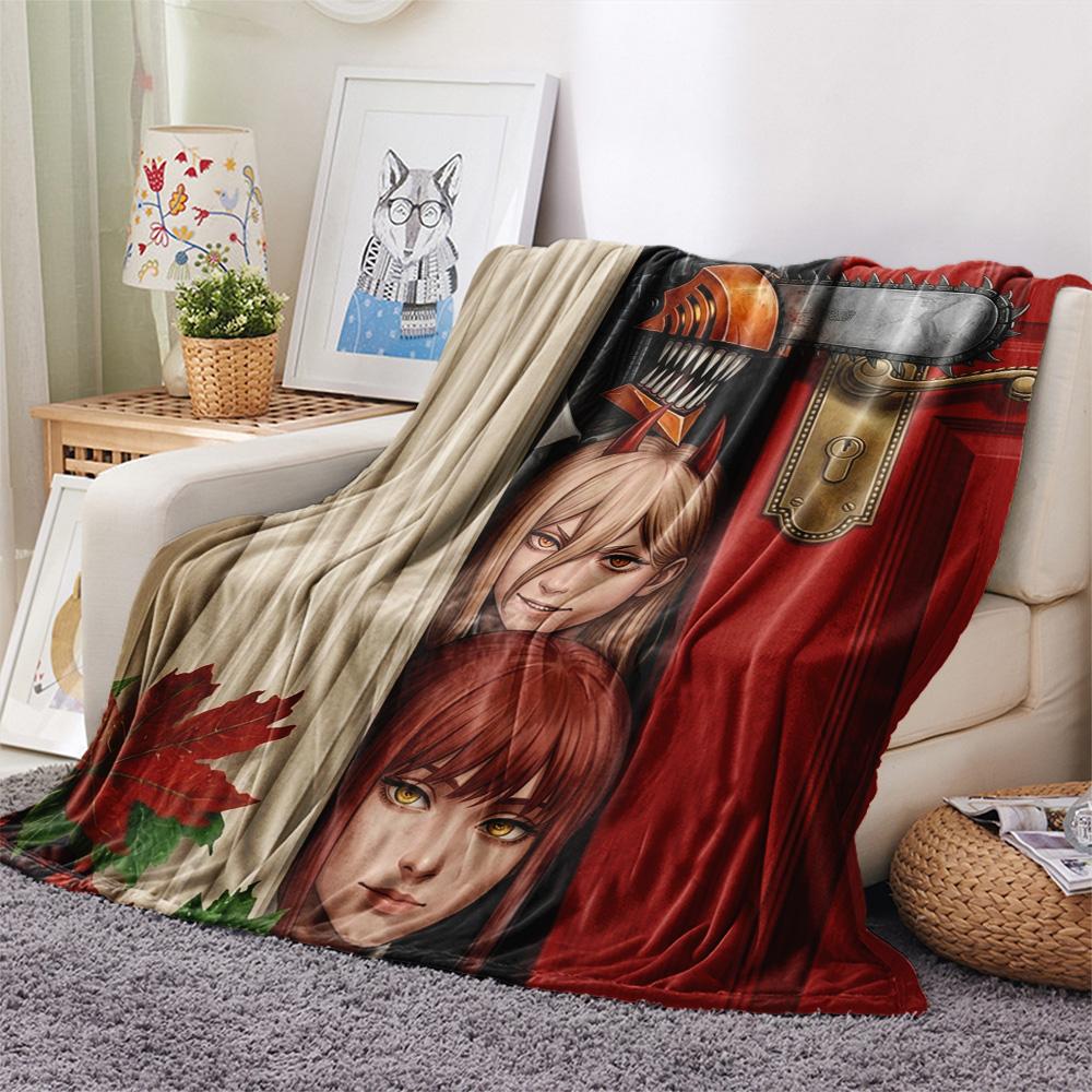 1 Stück Chainsaw Man Gemustert Flanelldecke Geeignet für Alle Jahreszeiten Für Heimdekoration Wärme Und Komfort Geschenke Feiertagsgeschenk