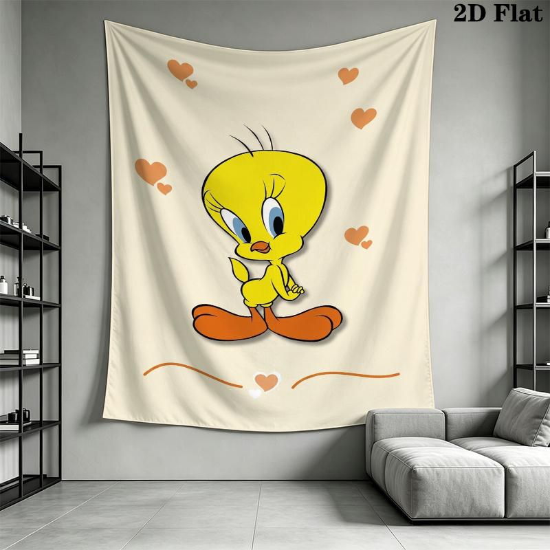 Tweety Bird Wall Tapestry Aesthetic Wall Hanging Printed Fabric Blanket Decorative Tapestries for Bedroom Living Room Home Decor