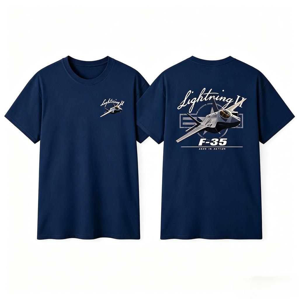 T-shirt Specifica Aereo F-35 Lightning II Streetwear Aviazione Militare Cotone Unisex Casual Grafica Caccia Top