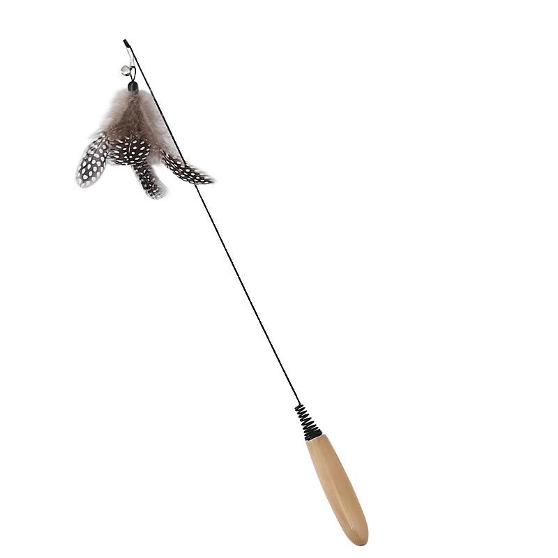 Linen Mouse Cat Teaser Wand with Bell - Boredom Relief Toy for Cats