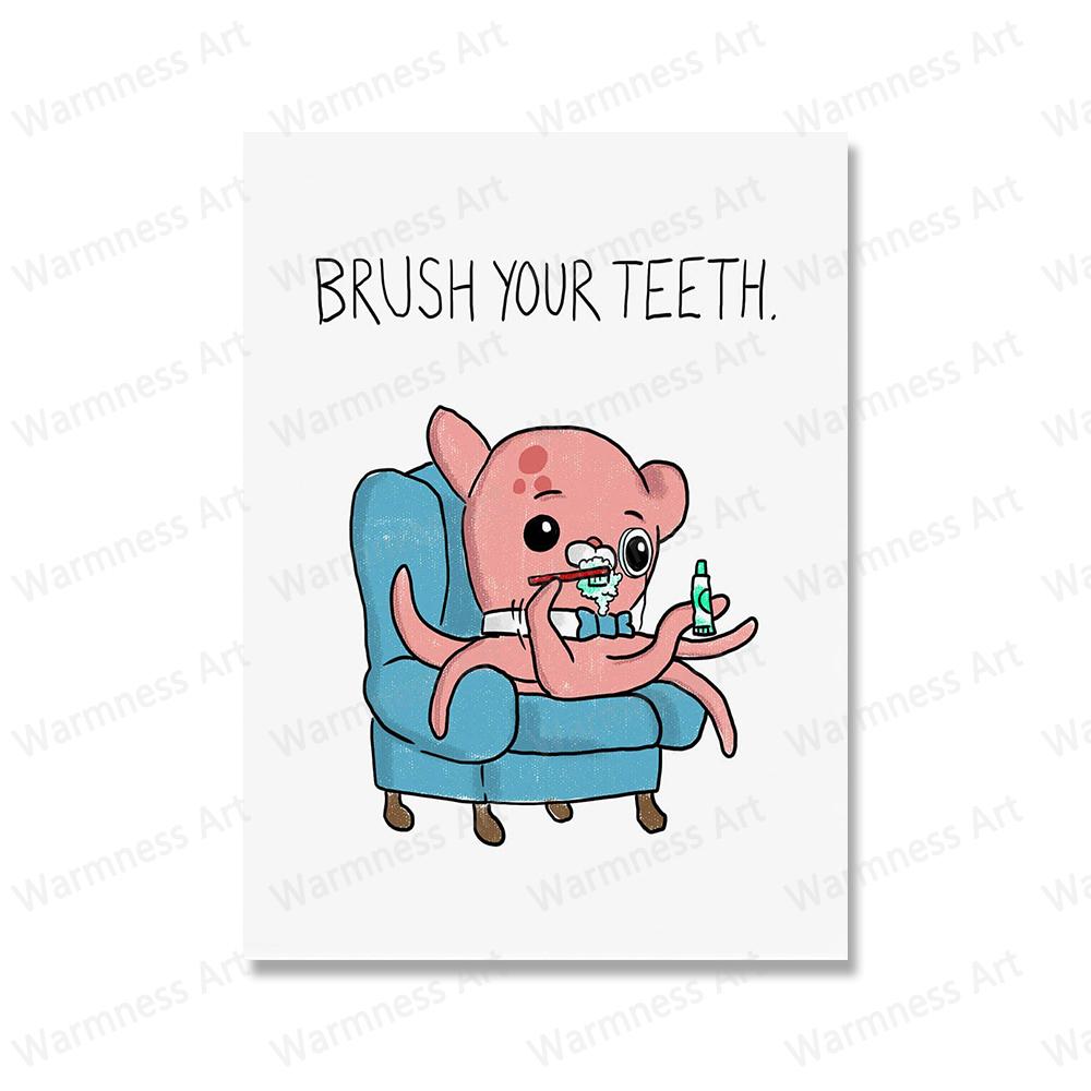 

Морские животные, осьминог, щетка, зубы, настенная живопись, холст, картина, плакат на скандинавскую тему, правила ванной комнаты, настенные панно, декор для детской комнаты, туалета 21x30cm No Framed фиолетовый