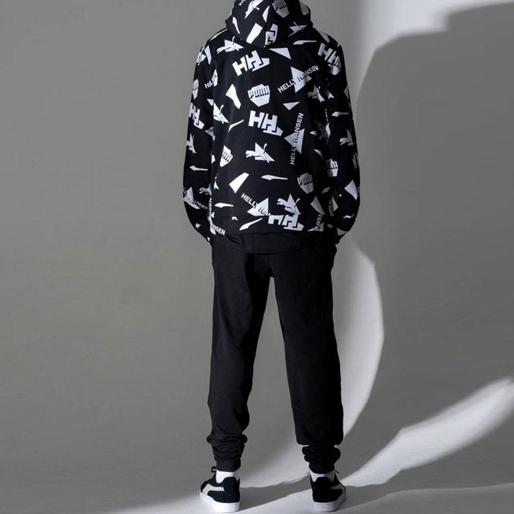 Puma x Helly Hansen Full Logo Print Hoodie Men Tops Black 597449-01