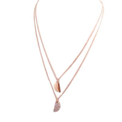 [P5043] - Gold Plated Necklace 'Sissi' Rose Gold (gold Pink) - Half-moons