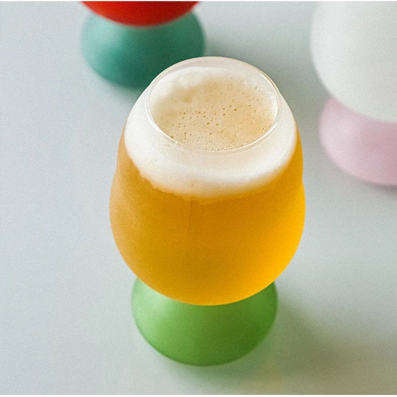 Cute Colorful Frosted Glass Wine GLass Cup Large Capacity Beer Glass Coffee Milk Juice Glass Cup