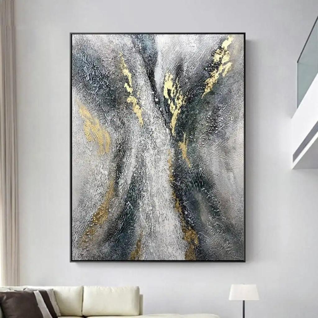 Large Beige Brown Abstract Boho Textured Handmade Canvas Painting  Modern Home Wall Art Decor