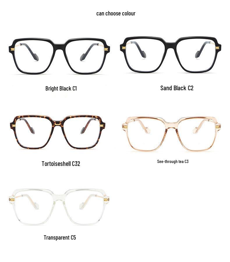 Retro TR Large Frame Flat Lenses Men's Anti-Blue Light Glasses