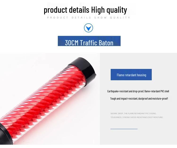 LED Safety Traffic Baton - Flashing Glow Stick for Night Patrol and Security