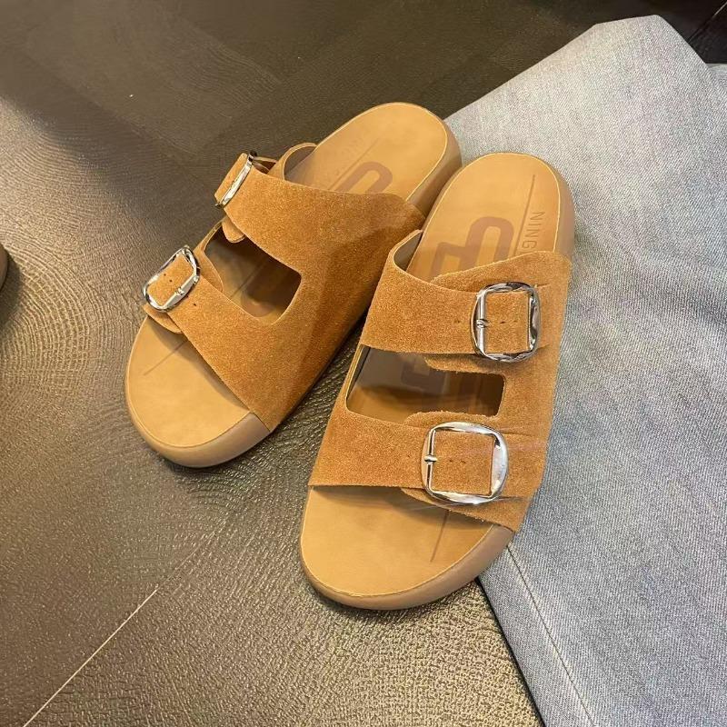 Double One-word Buckle Belt 4.5 Thick Bottom Heightening Lazy Beach Cool Slippers Female Summer
