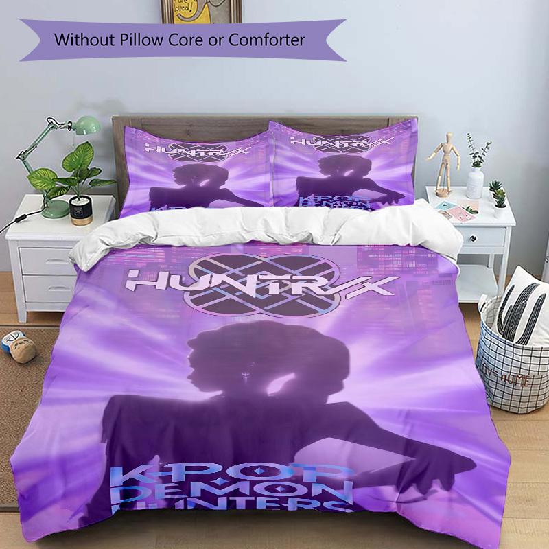 Set Lenzuola KPOP Demon Hunters, Huntrix 3 Pezzi: Perfetto per la camera da letto o la camera degli ospiti. Morbido e Confortevole Senza Anima Inclusa yy251009173
