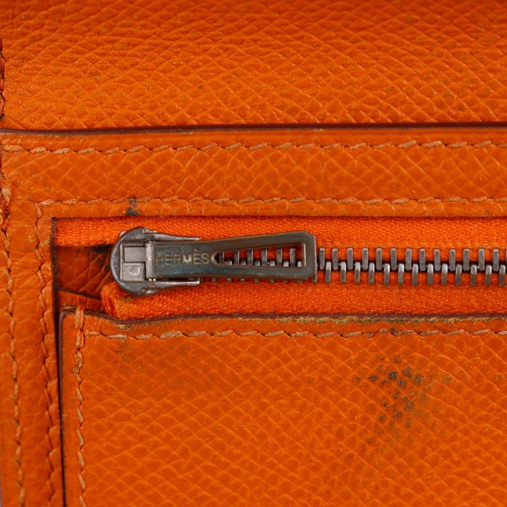 HERMES Baan classic Purse Orange / SilverHardware Epsom unisex Used