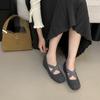 2025 Autumn and Winter New Round Head Inner Cross Word with Ballet Doudou Commuter Work Shallow Mouth Women's Single Shoes
