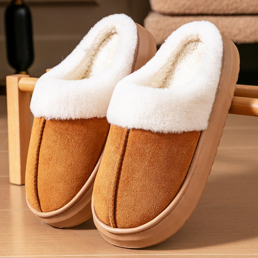 Memory foam slippers women suede platform EVA sole warm home shoes winter non-slip comfortable