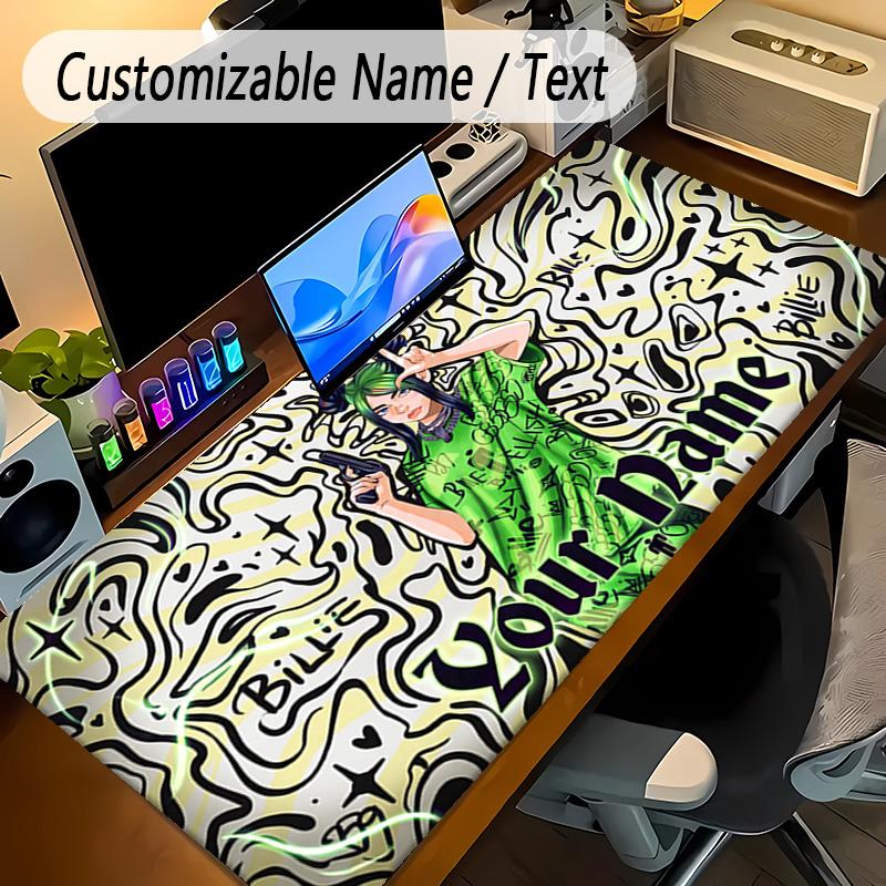 Large Mouse PadBillie Eilish Custom Name Text Personalized Desk Mat Non Slip Gaming Pad