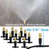 15M-30M Outdoor Misting Cooling System Garden Irrigation Watering 1/4'' Brass Atomizer Nozzles 4/7mm Hose for Patio Greenhouse