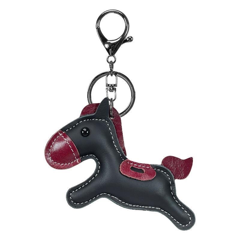 Trendy Genuine Cow Leather Pony Handbag Pendant Cute Versatile Horse Keychain Luggage Bag Hanging Accessories Diy Decor Gift