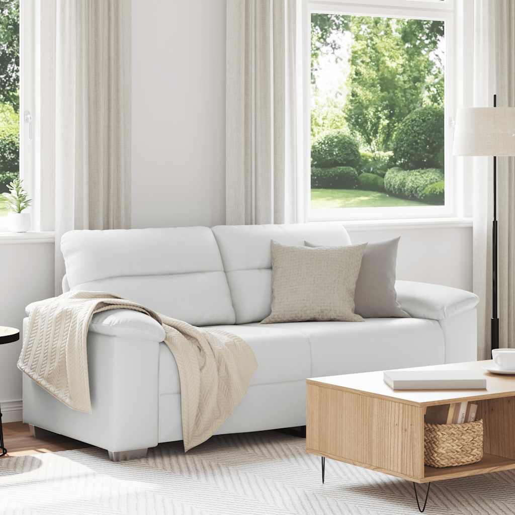 2 Seater Sofa White 180x81x84 cm Faux Leather