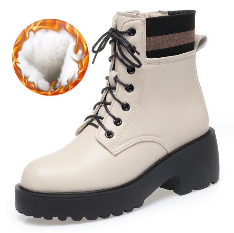 Women's Chelsea Boots Large Size 2023 New Genuine Leather Women Winter Shoes Boots Wool British Style Mid Boots Women