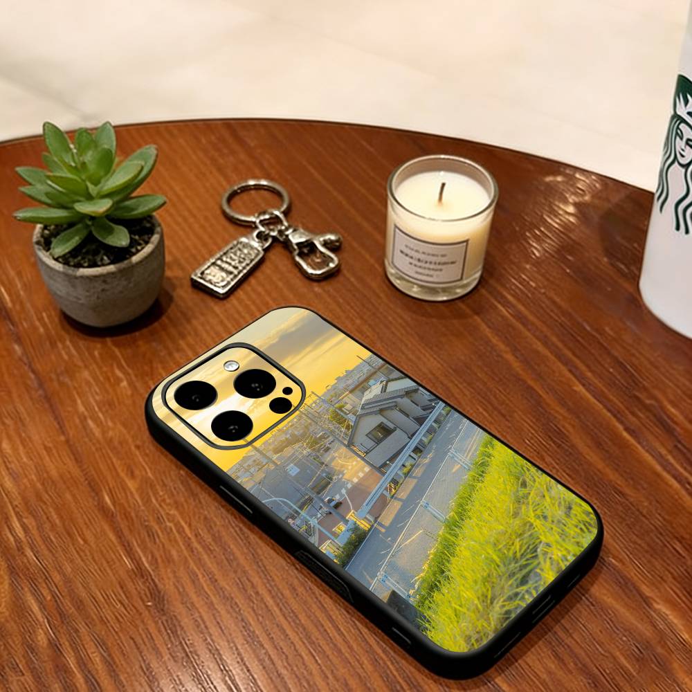 Japanese Landscape Artwork Phone Case Soft Silicone black For IPhone 17 16 15 14 13 12 11 X XR Plus Pro Max Plus