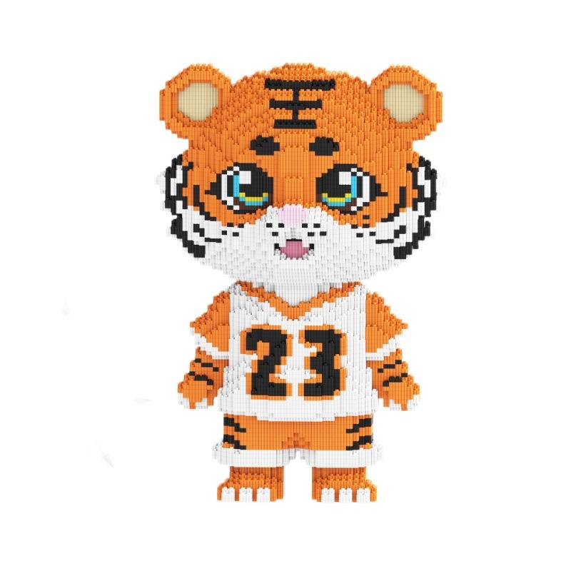 Compatible with LEGO bricks, connected with small particles, basketball, tiger, and children's toy cartoon tiger puzzle