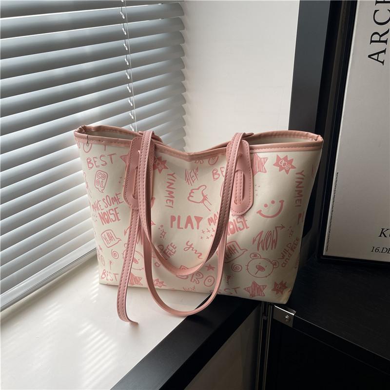 Simple Temperament Summer New Small Fresh Printing Large Capacity Tote Bag Women's Shoulder Commuter Backpack