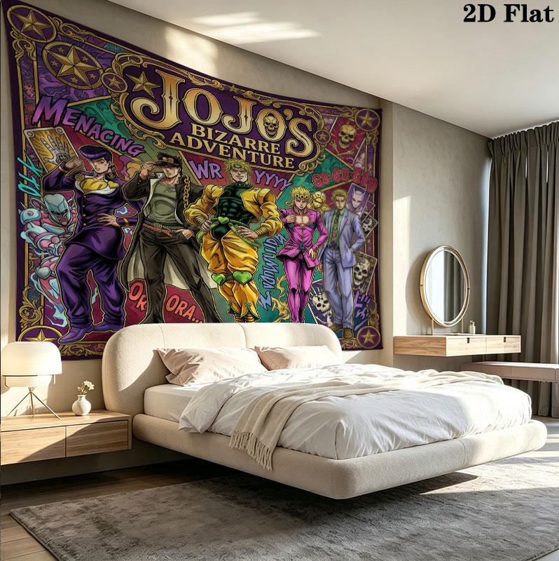 Jojos Bizarre Adventure Wall Tapestry Aesthetic Wall Hanging Printed Fabric Blanket Decorative Tapestries For Bedroom Living Room Home Decor