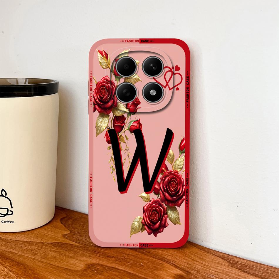 Case For Poco M8 Pro / Poco M5 M5S Fashion Rose Letters Soft Liquid Silicone Phone Shell For Poco M 8 M 5 Lightweight Funda