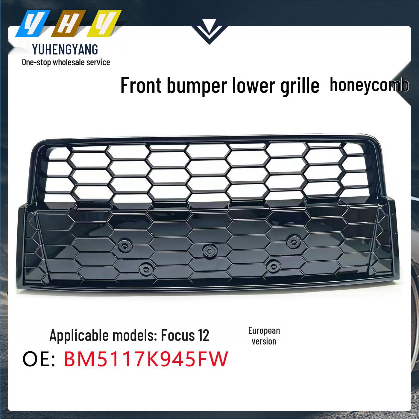Compatible with 2012 Ford Focus, European Model Front Bumper Lower Center Honeycomb Grille Dimensions