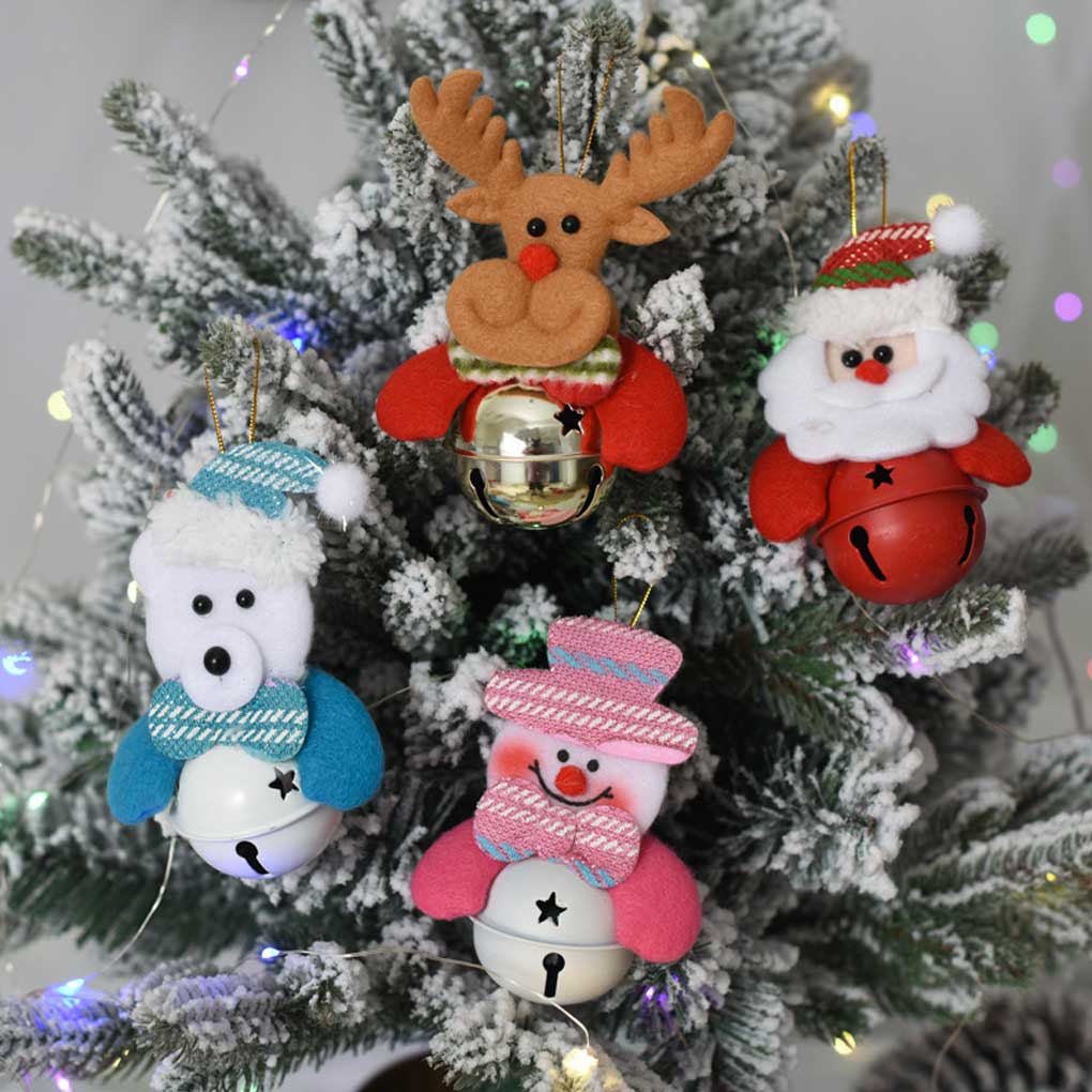 Christmas Tree Bell Hanging Xmas Pendant Decorative DIY Ornament Outdoor Farmhouse Front Door Bar Photography Decoration