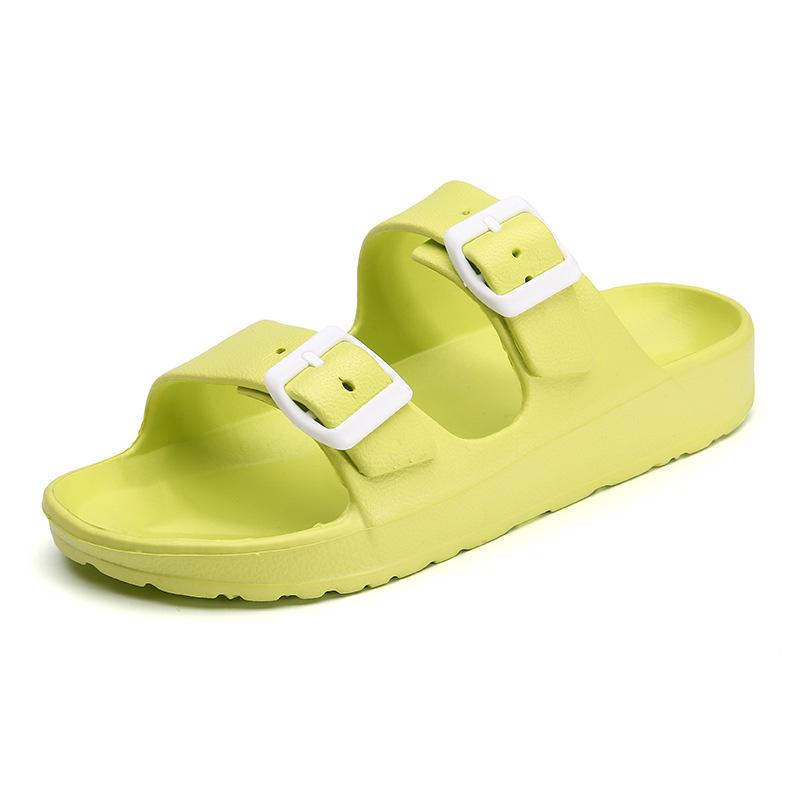 Double Buckle Adjustable EVA Sandals - Comfortable Arch Support, Waterproof, Flat Heel, Open Toe, Casual Style, Solid Color, No Printing