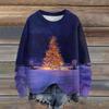 Ladies' Fashionable Casual Long Sleeved Beautiful Christmas Tree Print Round Neck Yarn Knitting
