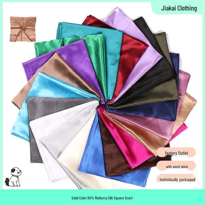 Women's Monochromatic Silk-Blend Square Scarf - Casual Plain Color Headscarf