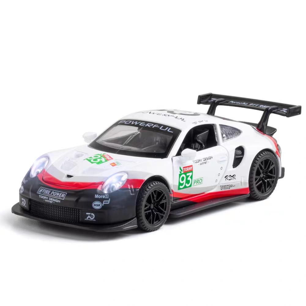 Porsche 911 GT3 RSR Wersja dopasowująca Symulacja Diecast & Toy Pojazdy Dźwięki & Światło Samochód Pull Back 1:Model supersamochodu ze stopu 32