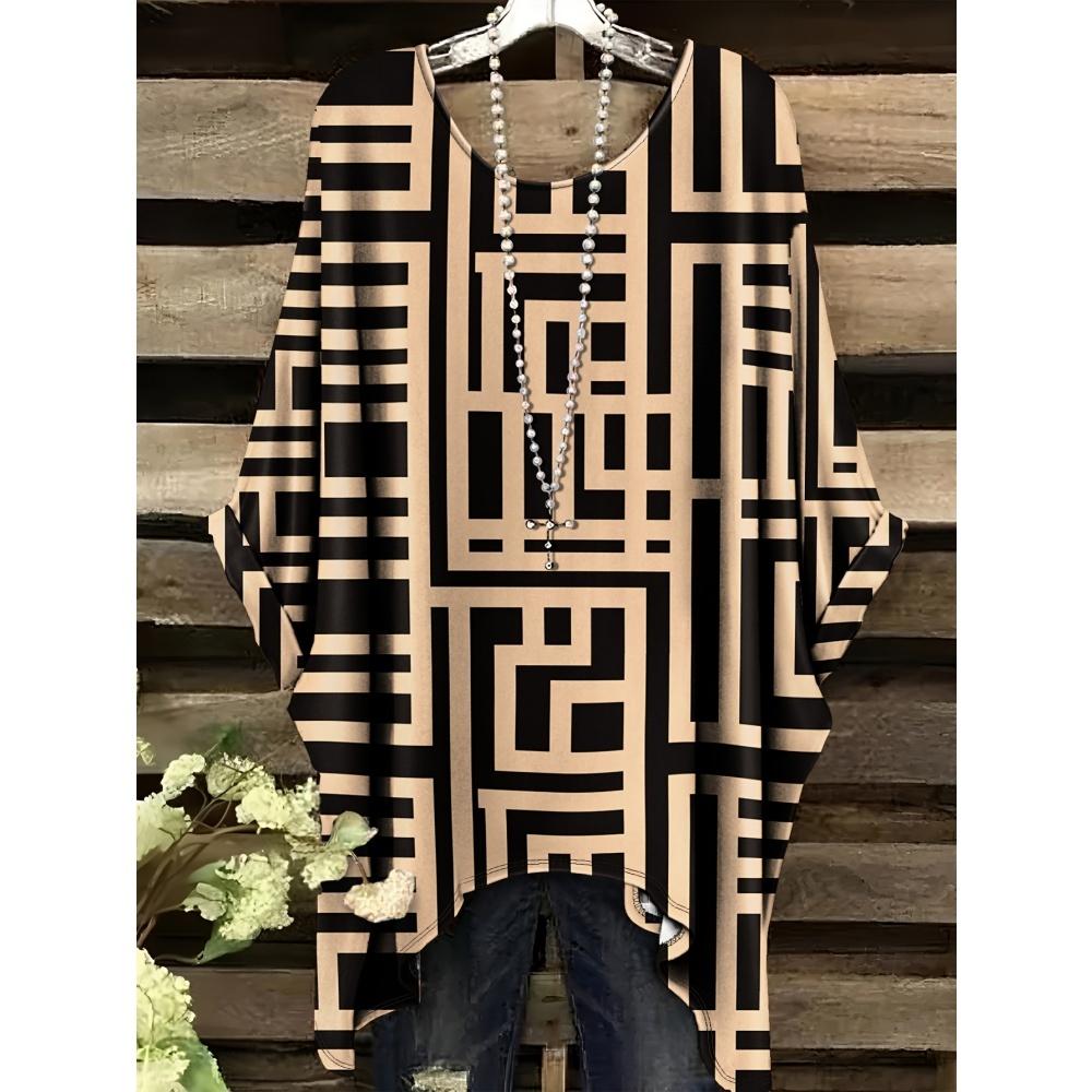 Летняя лимитированная новая футболка женская элегантная для отпуска простая геометрическая графическая футболка с коротким рукавом уличная мода с круглым вырезом женская одежда 1XL