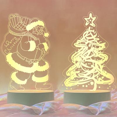 Weihnachten 3D Nachtlicht Kreativer Weihnachtsmann Weihnachtsbaum USB Tischlampe für Zuhause Schlafzimmer