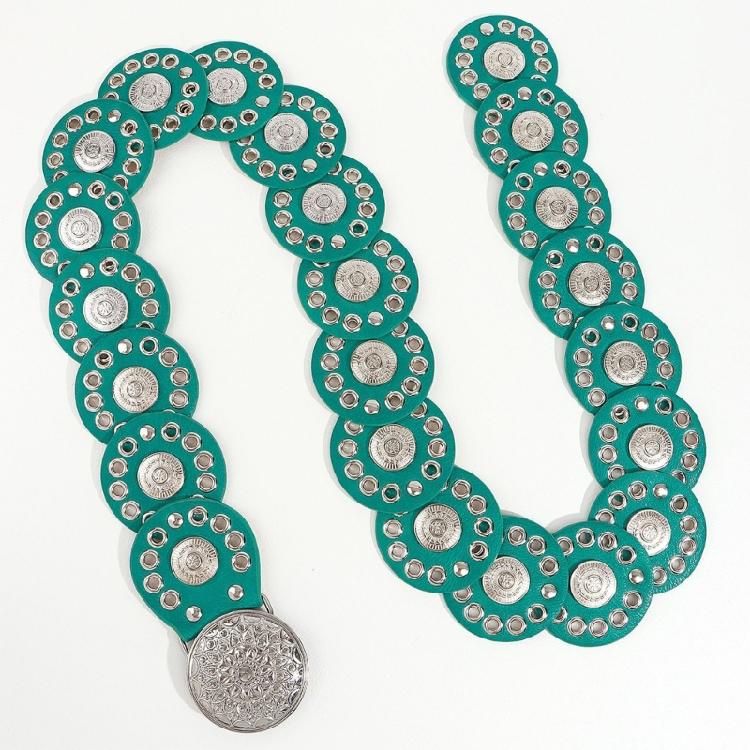 Discs Grommet Belt Punk Waist Belt Unique Buckle for Jeans Dress Unsiex