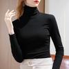 Turtleneck bottoming shirt women's 2025 women's solid color thin velvet long-sleeved t-shirt warm inside with waist top temperament commuting