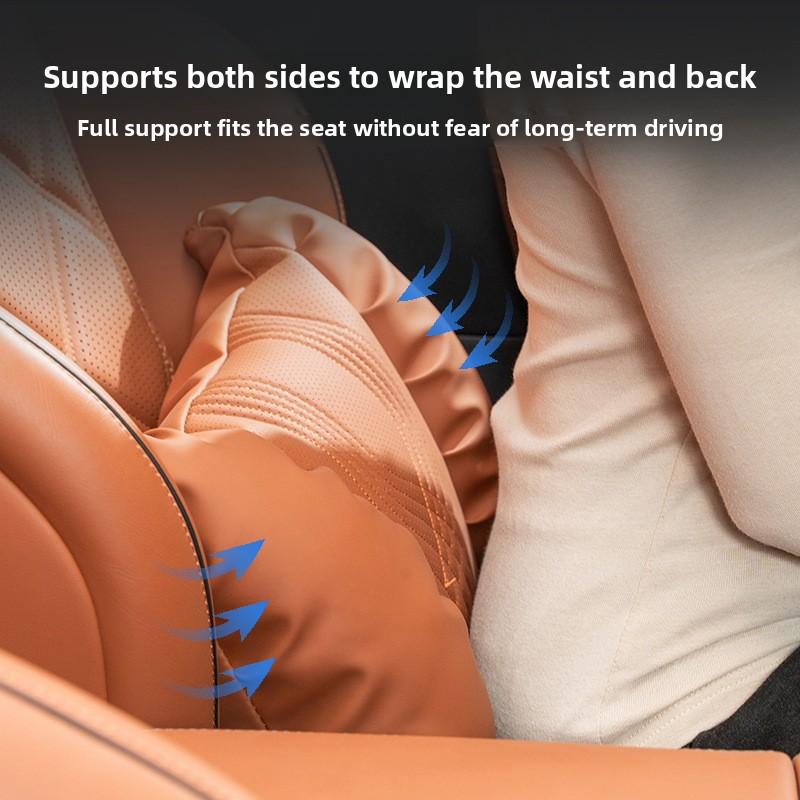 HQZQB1 Luxury Nappa Leather Car Neck Pillow and Seat Pillow Soft Car Headrest Waist Pillow Seat Accessories Car Headrest and Lumbar Set