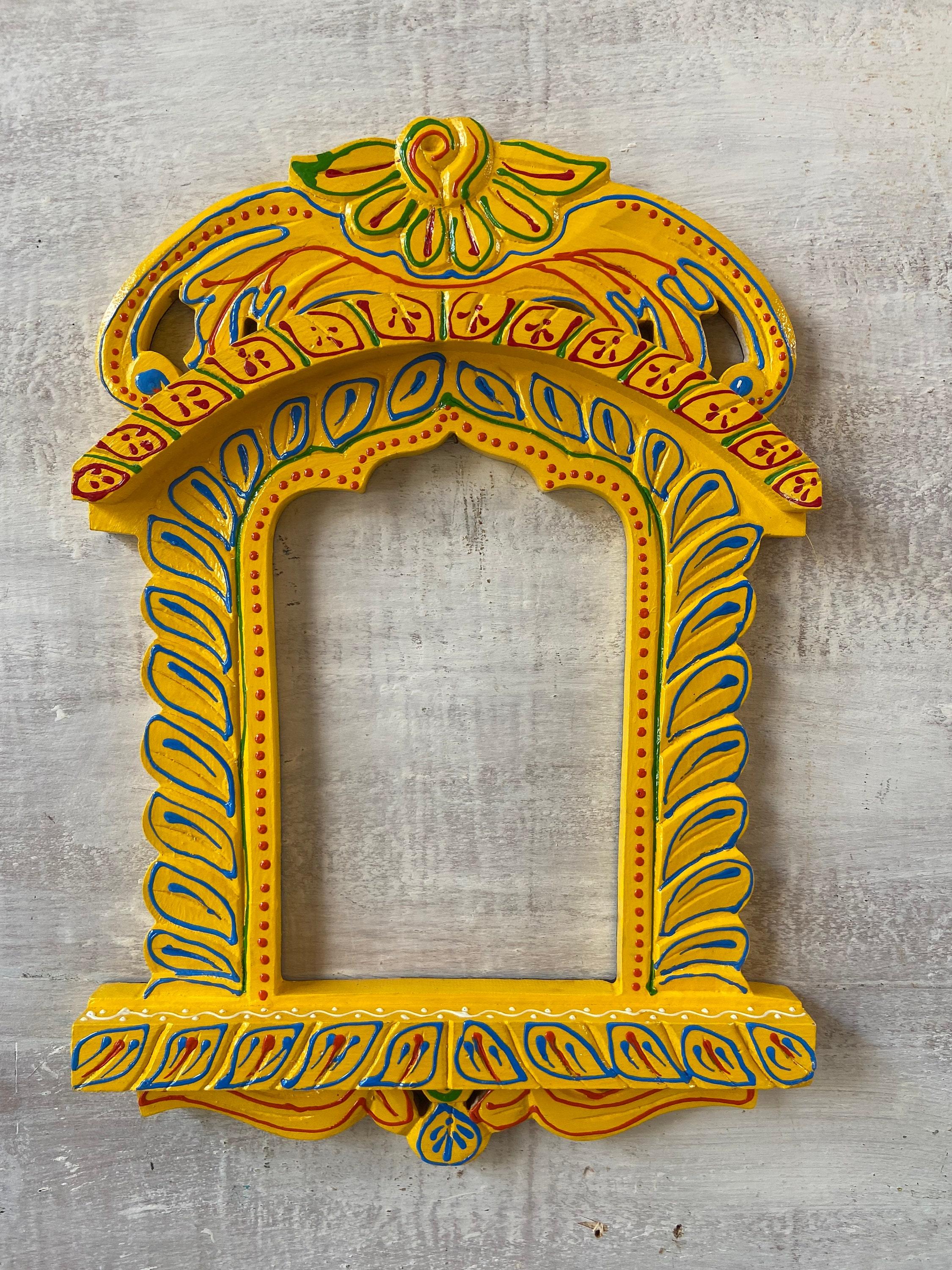 

Handcrafted Wooden Jharokha Frame: Painted Wall Hanging Art 16” X 8” X 24” (l x w x h) різнокольоровий