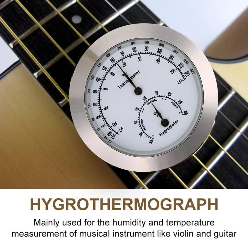 Round Humidity Temperature Meter Hygrometer Thermometer for Guitar Violin