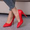 Pointed Toe Stiletto Single Shoes Autumn New Shallow Slip Feet Patent Leather Non-Slip Wear-Resistant High Heels