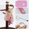 Cover with Diamond Keychain for Women, Car Key Holder Compatible-Pink-heart