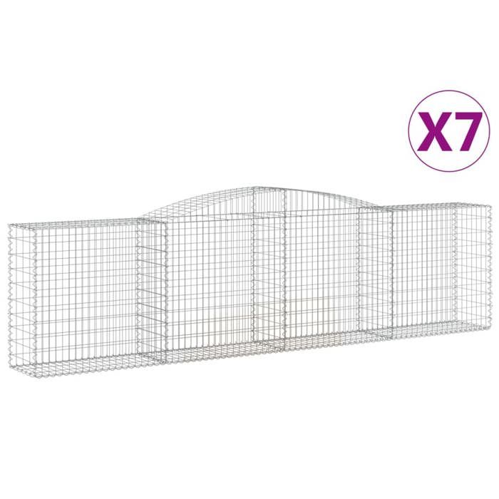 VidaXL Arched Gabion Baskets 7 Pcs 400x50x100/120 Cm Galvanized Iron, Gabion, Gabion Cage, Gabion Wall Basket, Wall 3147001