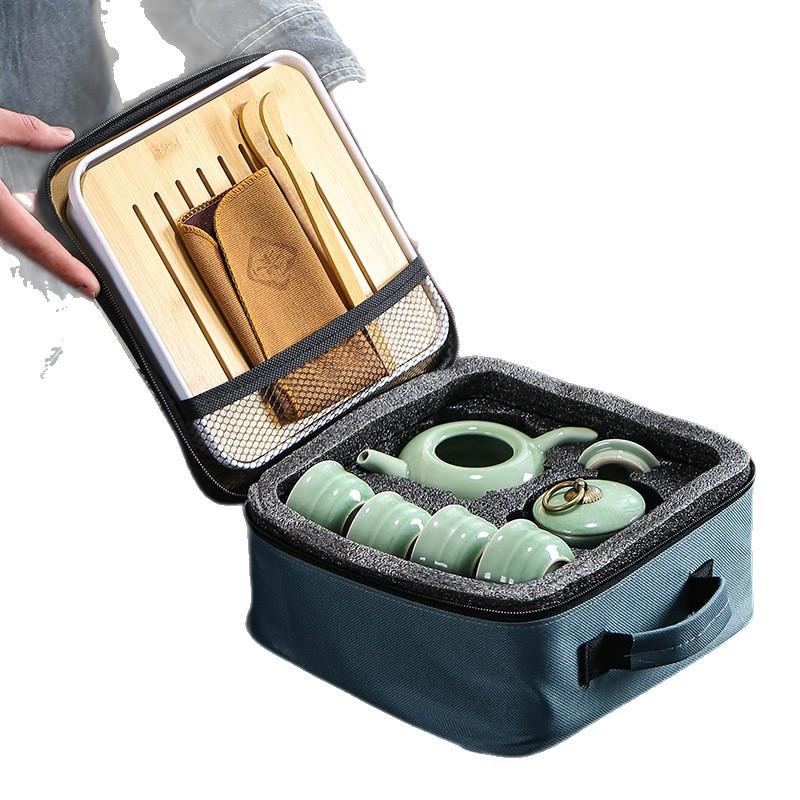 Travel tea set Ge kiln Ru kiln set tea tray home wedding opening real estate souvenir