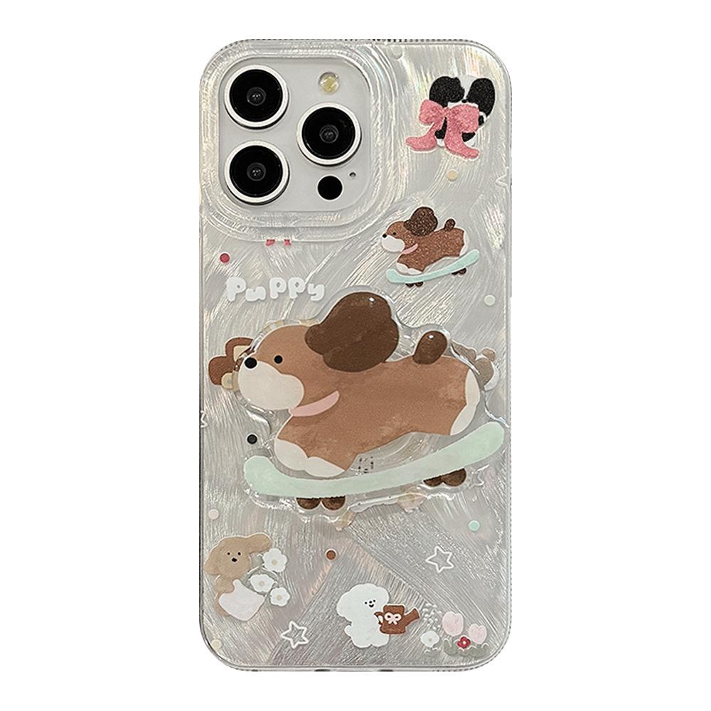 Fun Ins Skateboard Puppy Holder Mobile Phone Case for Apple 17pro Max for IPhone13 Hard 16 Cute Pet 14