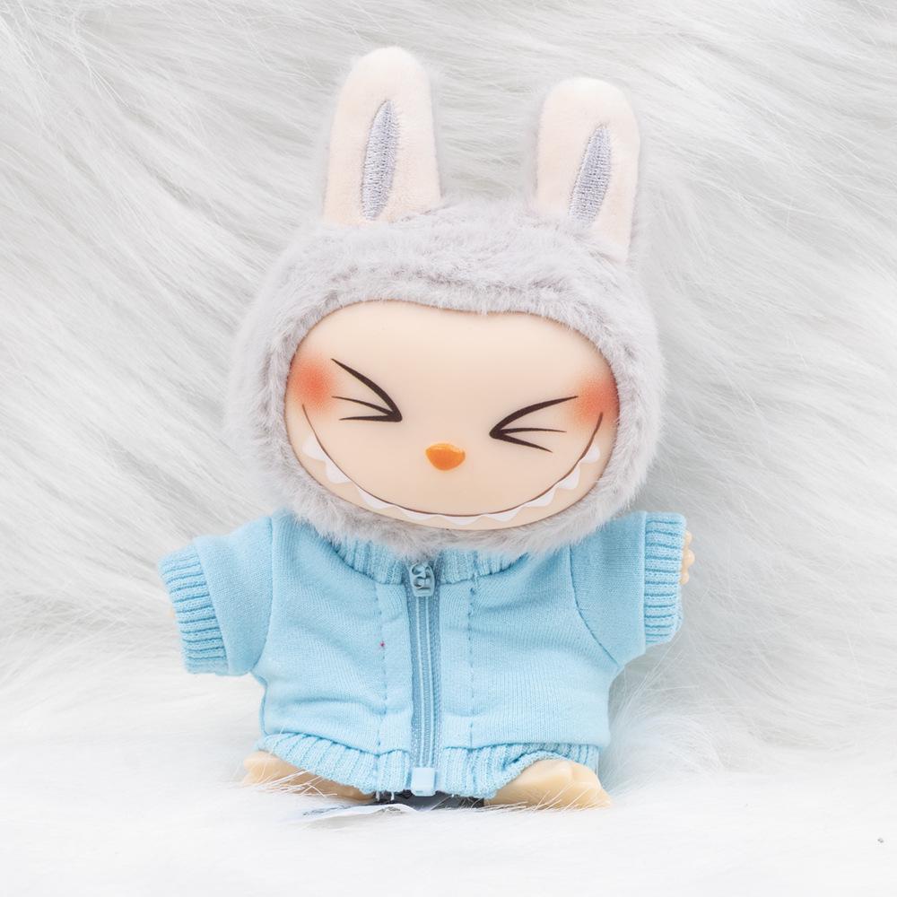 17cm Labubu Macaron Hoodie Puppenkleidung (Ohne Hut, mit Reißverschluss) – Anpassbares Muster
