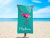 Flamingo Personalized Beach Towel Name Logo Customizedd Beach Towel Oversized Pool Towel for Travel Honeymoon Vacation Fitness